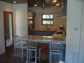 Kitchen with all new, stainless steel appliances