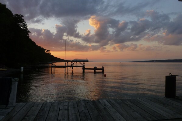 Cayuga Lake sunset from Canvasback Cottage.
