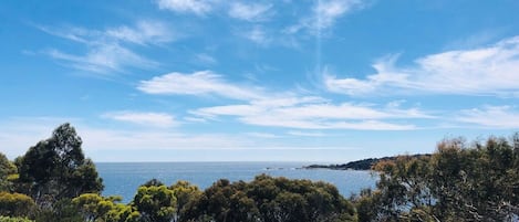 The view over the bush to the start of the Bay of Fires