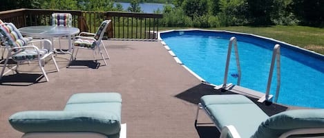 Heated 4’ above ground pool with a beautiful view :) 