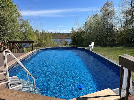 4+' above ground heated pool open from Memorial Day to Labor Day