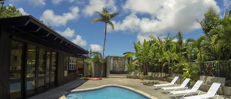 Totally Private Pool, Spa, Shower. View from covered Balcony #2 with Tiki Bar!