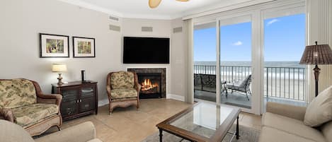 Living room overlooking the ocean and the boardwalk