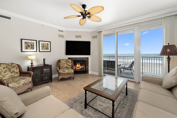 Living room overlooking the ocean and the boardwalk