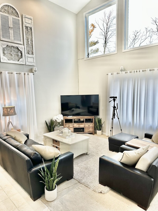 Sprawling 22’ ceilings and large comfy-movie viewing common areas