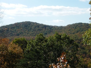 Great mountain views from the cabin and from the large 14x58 back deck