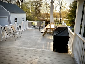 Large deck for enjoying all parts of the day. 