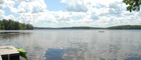 A summer view looking south and a kayak by our dock.