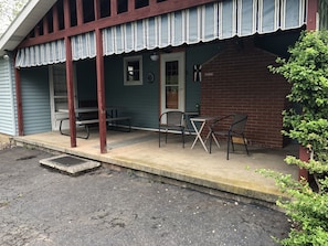 The covered porch. 