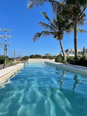 The heated, salt water lap pool is great for exercising 