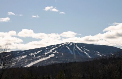 View of the main and north faces of Mt. Snow from the Living Room. 