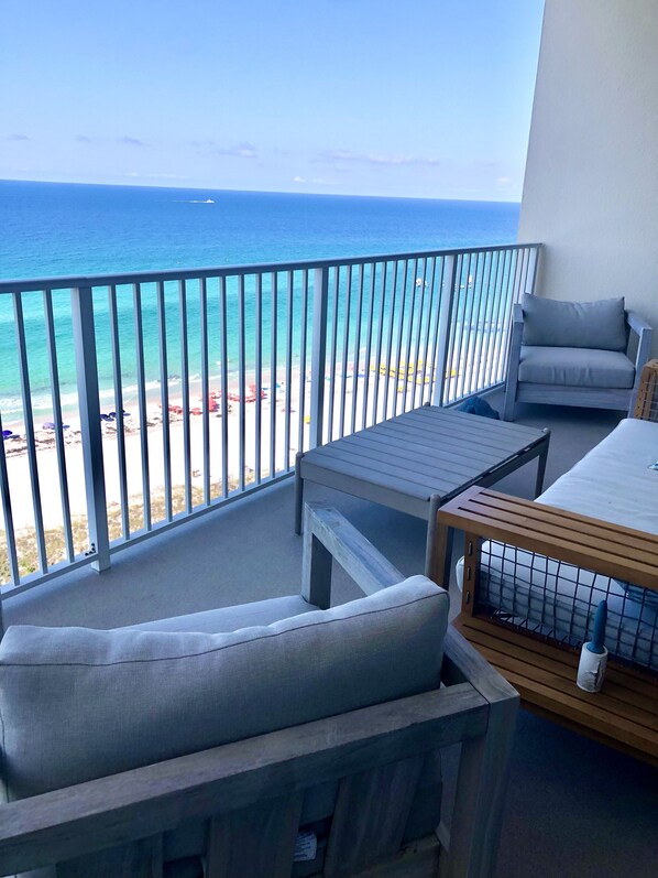 Relax on completely private balcony- you may never want to go down to beach!