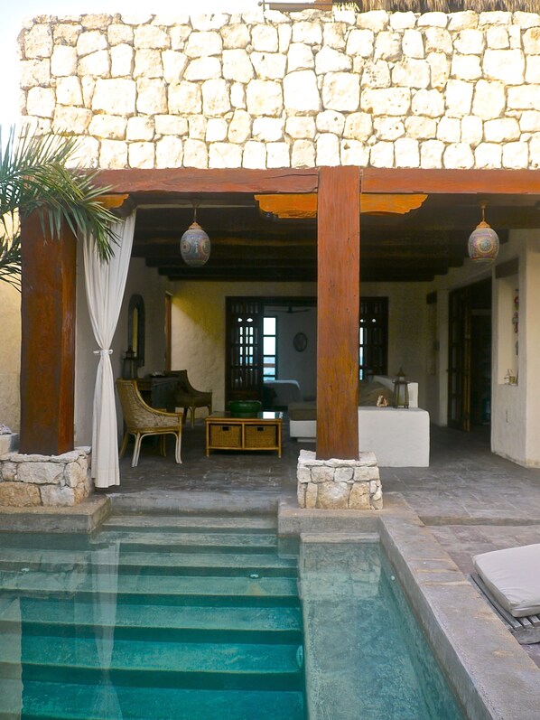 Pool flows right up to the living area.