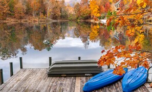 2 Kayaks and a flat bottom boat for your use while staying at Thistle Ridge