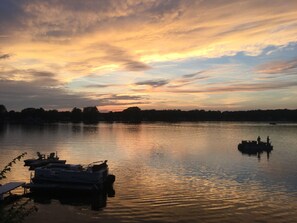 fishing at sunset