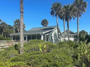 Ocean front location with private deck and beach access