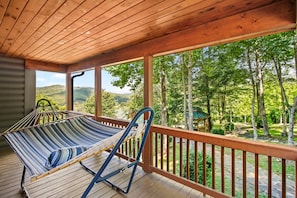 Relax in our hammock on the covered deck