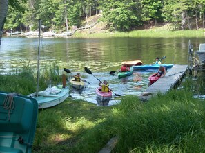 Kayaking from the dock (sailboat not included)