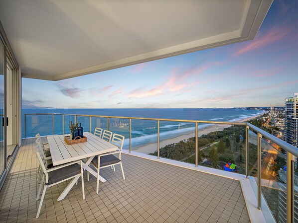 Balcony View looking directly at the beach and down to Coolangatta