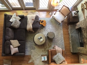 Looking down from loft