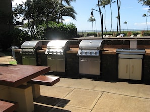 Oceanfront BBQ grill area.

