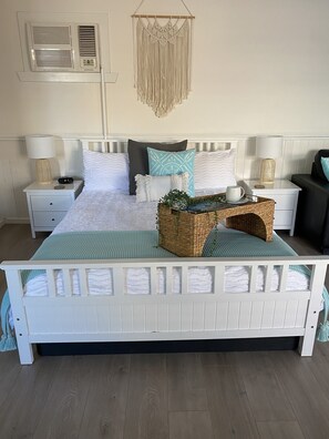 QS bed complete with comfy mattress topper and electric blanket