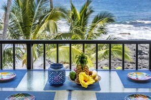 Nothing between you and the ocean! Dining oceanfront with crashing waves below.