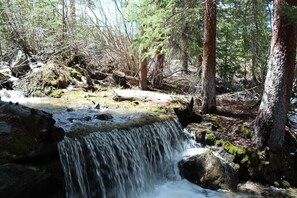 creek with water falls on property