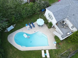 Aerial view of backyard