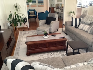 Open plan lounge room with Smart TV