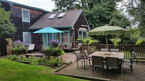 Front deck with grill, and dining for 12