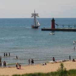 Friends Good Will Sailing Past the Lighthouse.