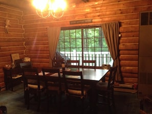 rustic dining room table with seating for 8 (additional 2 barstools)