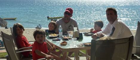 Lunch on the beach at the pool snack bar.