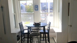 Dining area has views of the water and Commercial Street.
