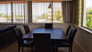 Dine in with your guests and enjoy your personal view of the beach and sand!