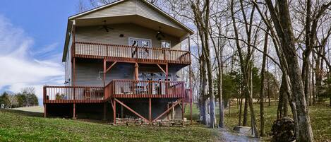 View going to the White River...past the fire pit...upper and lower decks