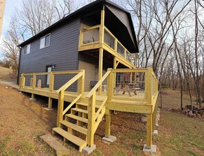 New side entry making it easy to get to the fire pit or walk to the river.