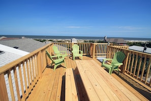 Rooftop Deck with 10 Adirondack chairs