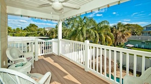 deck over looking the pool