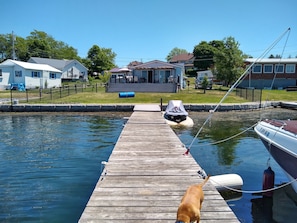 view from dock with fence newly installed