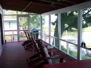 The porch looking at Lake Ontario.