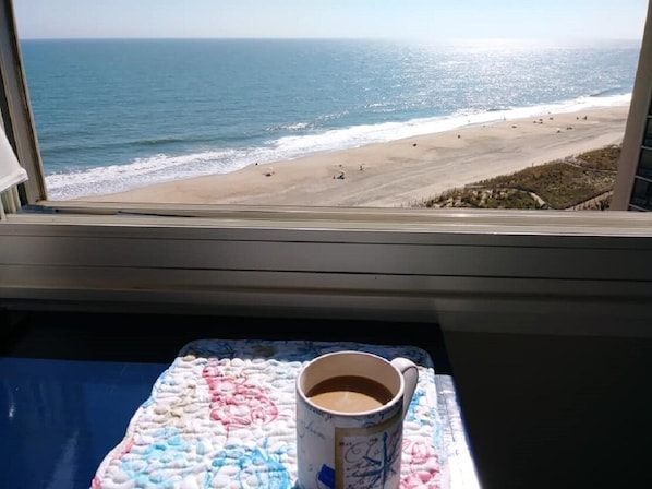 Good Morning coffee overlooking the beach!
RAIN OR SUNSHINE-private balcony