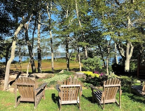 Adirondack chairs with view to Casco Bay