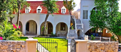 Gated front entrance to the property