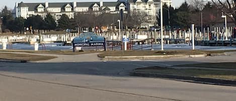 Great view of the Marina from the front yard.