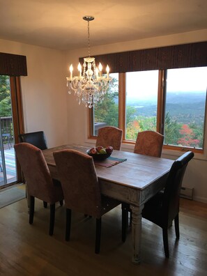 Dining space with view.