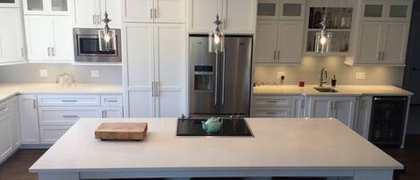 Kitchen with walk-in pantry and wet bar