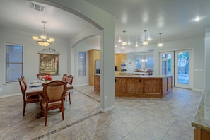 Open and spacious floor plan allows everyone to be included in the fun at any given moment.