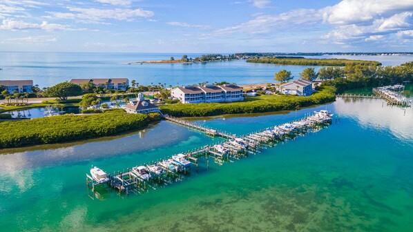 VIew of our property on Boca Grande. The condo is located to the left.
